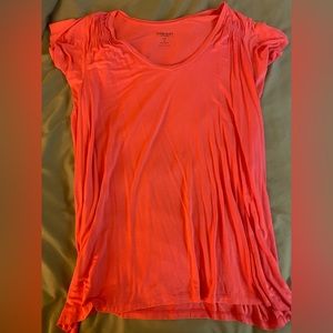 “Super Soft” Knit Rouched Shoulder Flutter Sleeve Tee